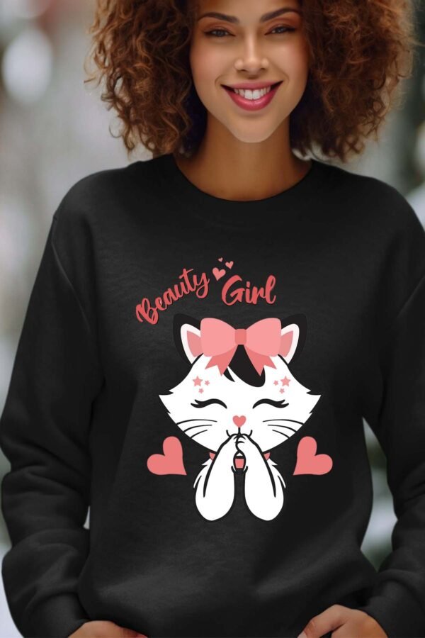 Sweat Col Rond Femme en Gros | Beauty girl cat