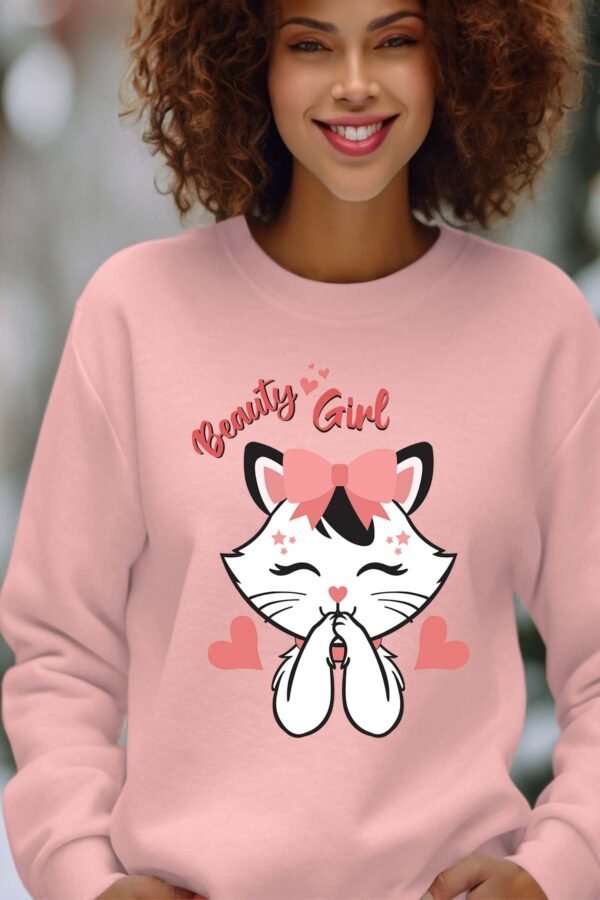 Sweat Col Rond Femme en Gros | Beauty girl cat