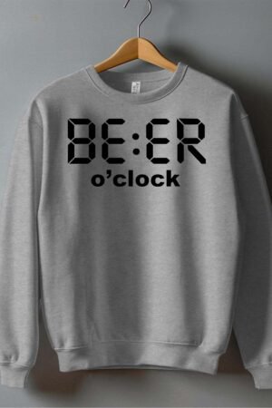 beer a clock – Sweat Col Rond Homme – Gris