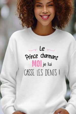 casse les dents – Sweat Col Rond Femme – Blanc