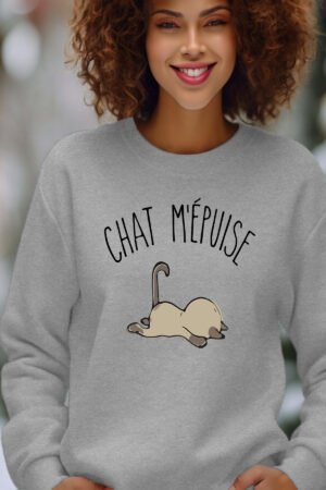 Sweat Col Rond Femme en Gros | chat m'épuise