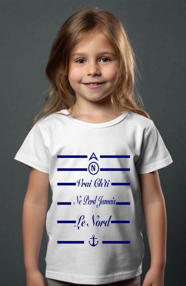 T-shirt Col Rond Fille - Vrai ch'ti ne perd jamais le nord