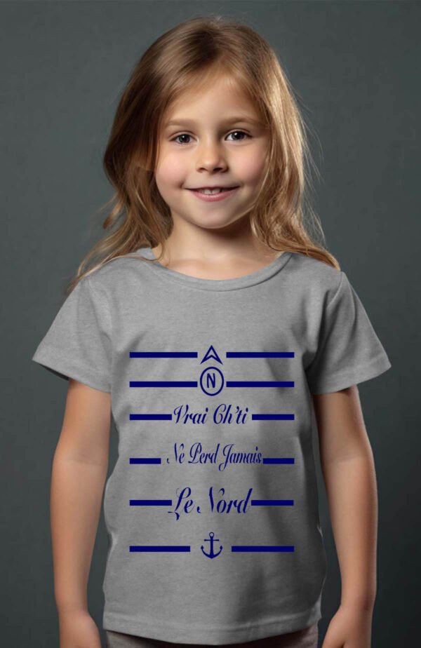 T-shirt Col Rond Fille - Vrai ch'ti ne perd jamais le nord