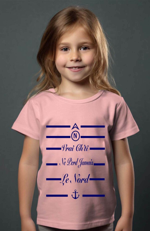 T-shirt Col Rond Fille - Vrai ch'ti ne perd jamais le nord