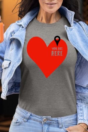 here ds coeur – Tshirt Femme – Gris