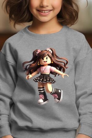 rob jupe – Sweat Col Rond Fille – Gris