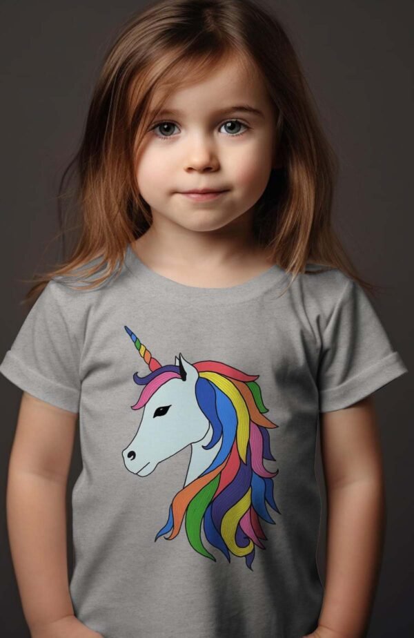 T-shirt Col Rond Fille - Licorne Crinière