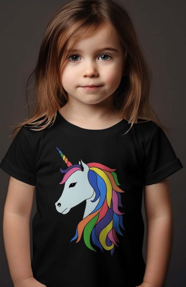 T-shirt Col Rond Fille - Licorne Crinière