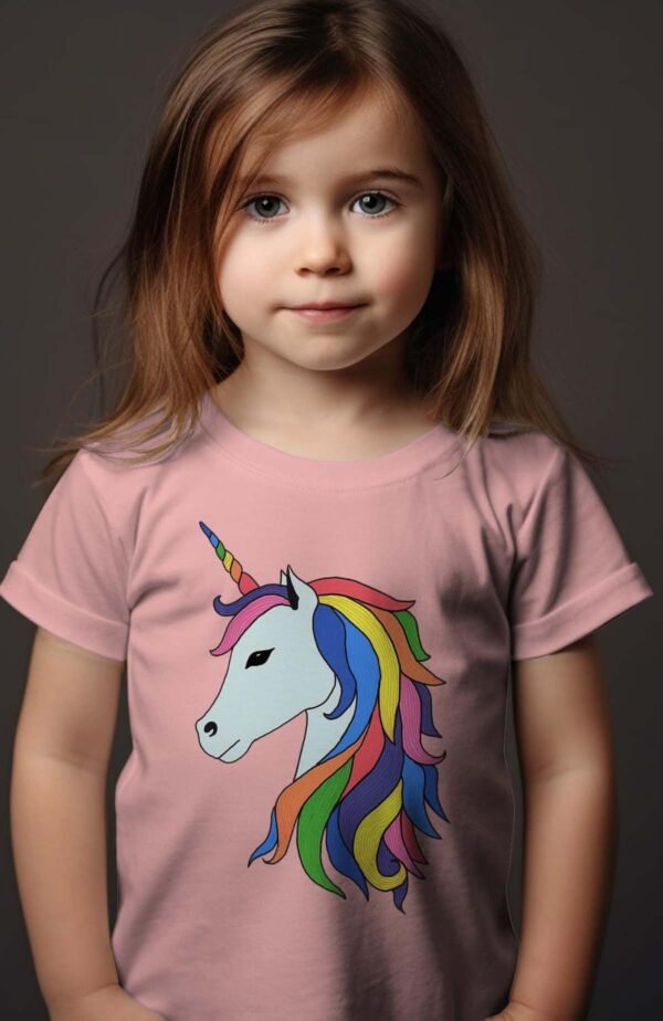 T-shirt Col Rond Fille - Licorne Crinière