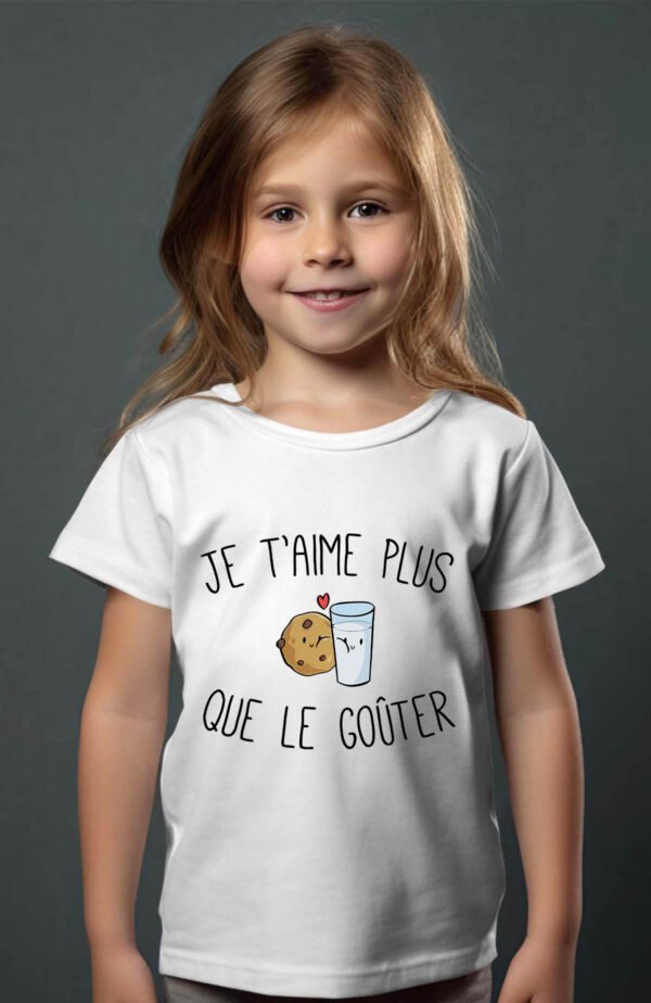 T-shirt Col Rond Fille - Je t'aime plus que le goûter