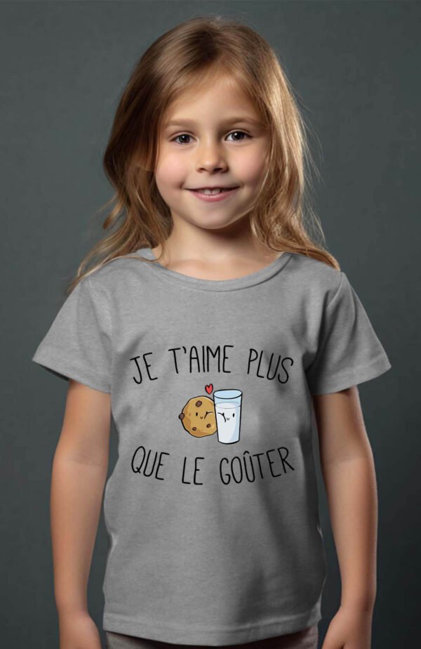 T-shirt Col Rond Fille - Je t'aime plus que le goûter