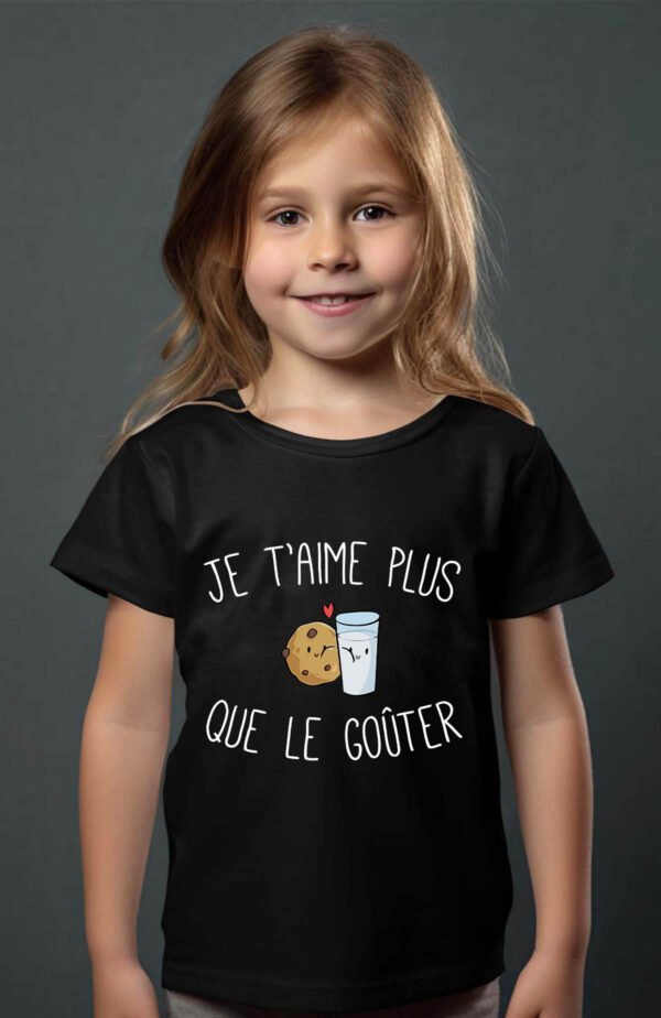 T-shirt Col Rond Fille - Je t'aime plus que le goûter