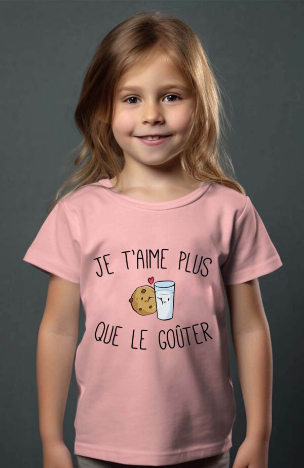 T-shirt Col Rond Fille - Je t'aime plus que le goûter
