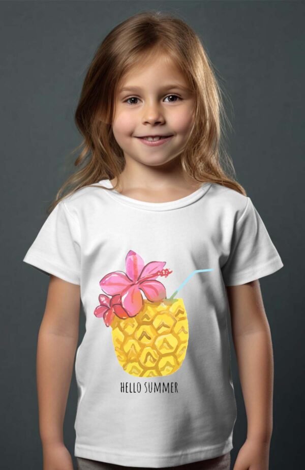T-shirt Col Rond Fille - Ananas hello summer