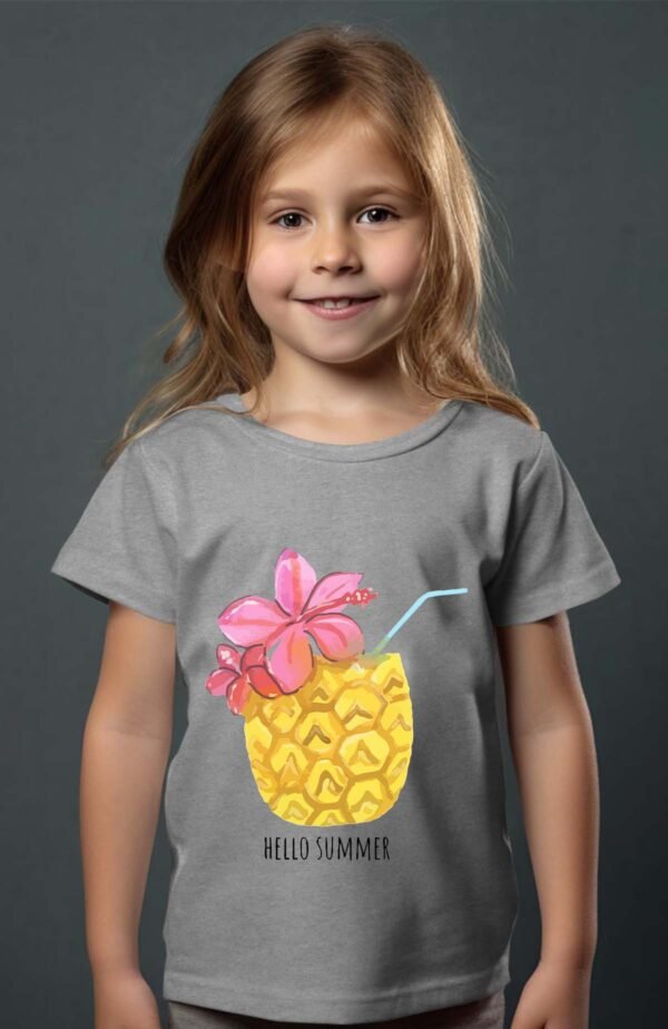 T-shirt Col Rond Fille - Ananas hello summer