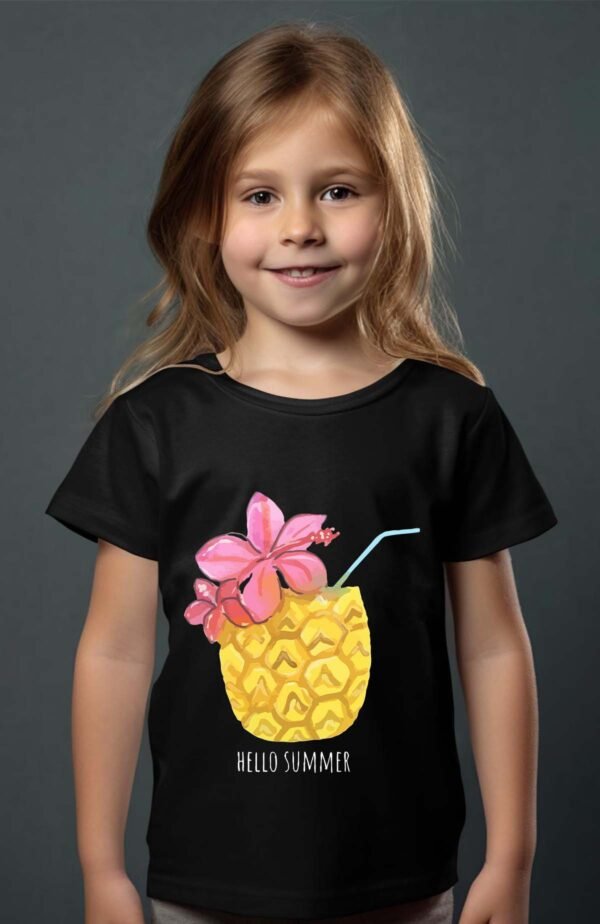 T-shirt Col Rond Fille - Ananas hello summer