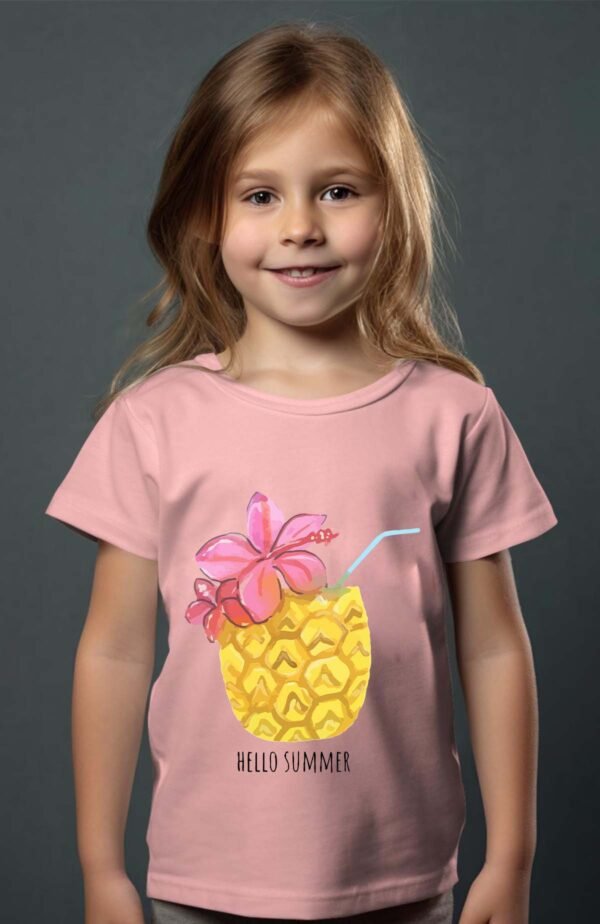 T-shirt Col Rond Fille - Ananas hello summer