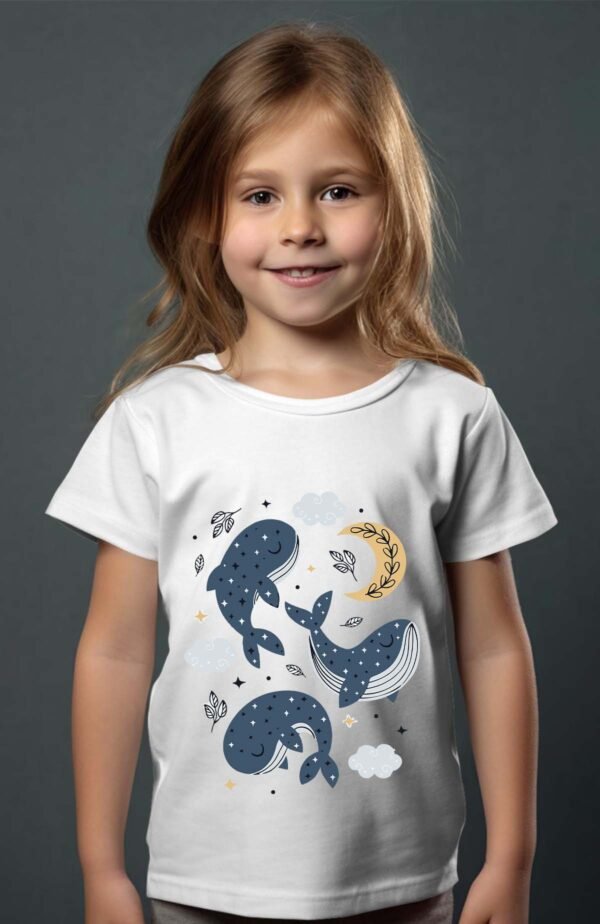 T-shirt Col Rond Fille - Baleine moon