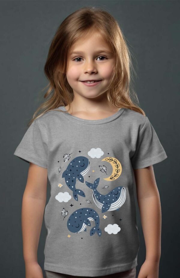 T-shirt Col Rond Fille - Baleine moon