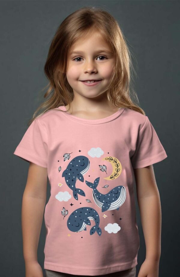 T-shirt Col Rond Fille - Baleine moon