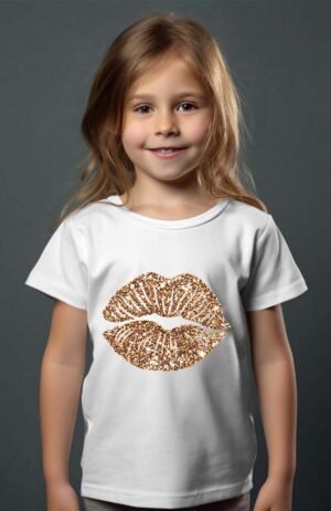 Big bouche gold – Tshirt Fille – Blanc