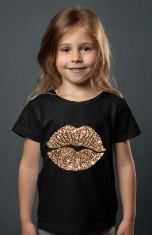 T-shirt Col Rond Fille - Big bouche gold