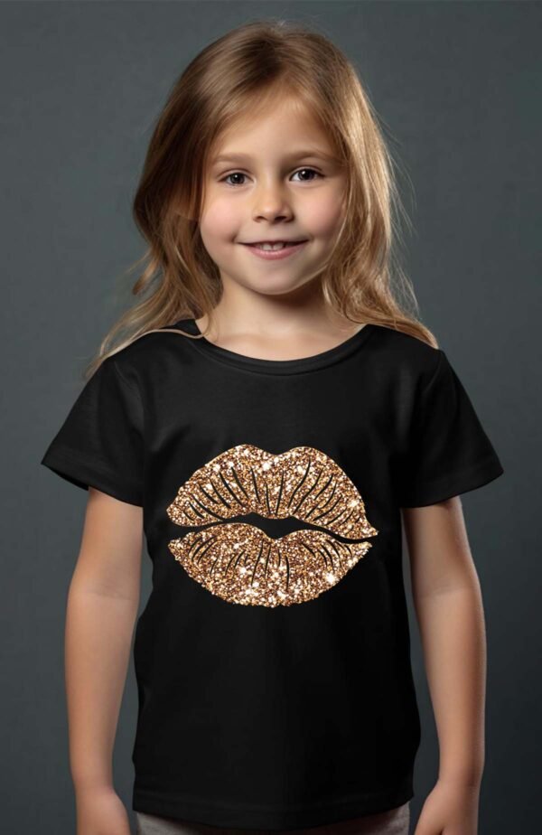 T-shirt Col Rond Fille - Big bouche gold