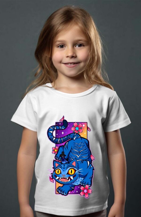 T-shirt Col Rond Fille - Cat kpop flower