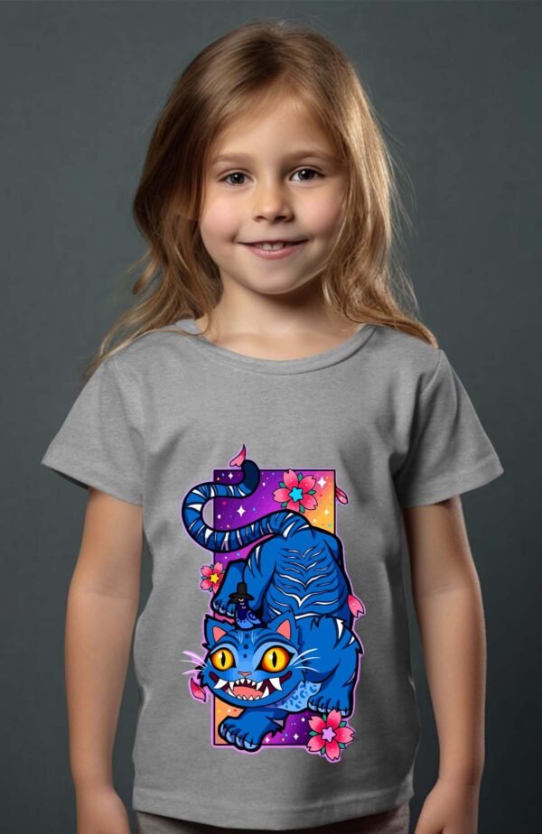 T-shirt Col Rond Fille - Cat kpop flower