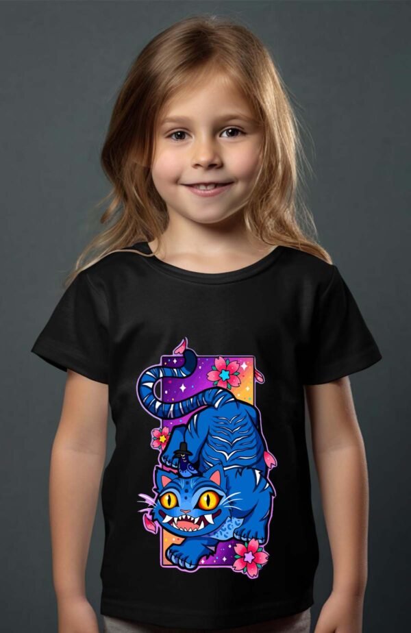 T-shirt Col Rond Fille - Cat kpop flower