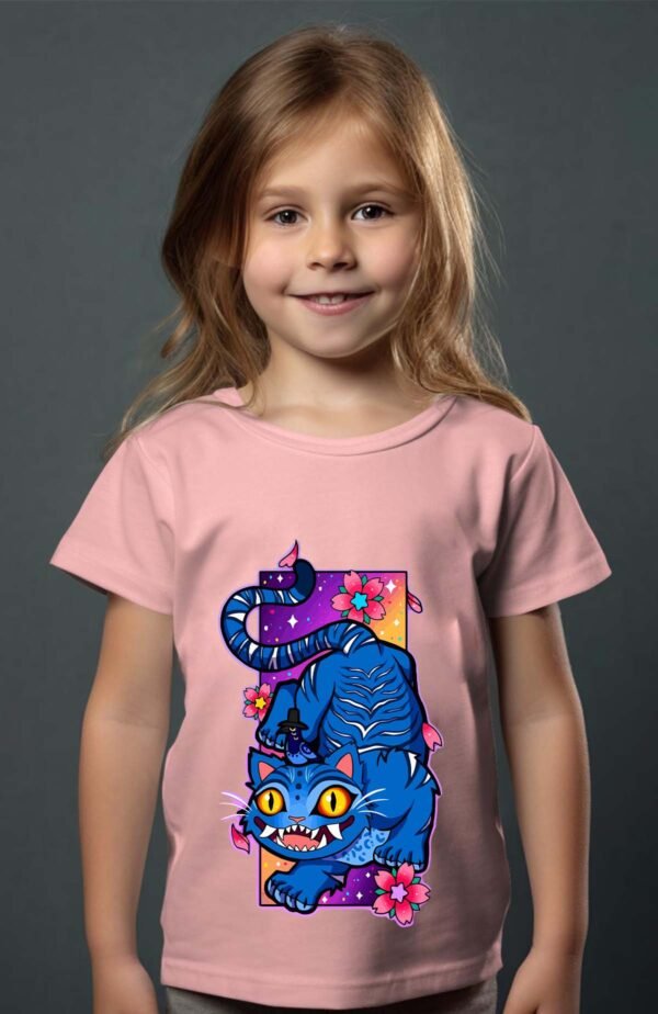 T-shirt Col Rond Fille - Cat kpop flower