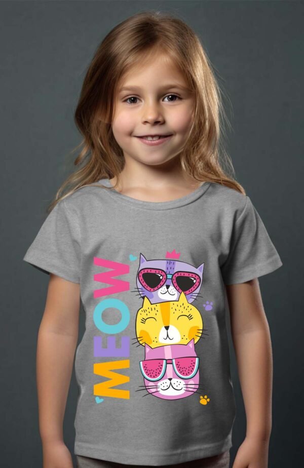 T-shirt Col Rond Fille - Meow cat marrant