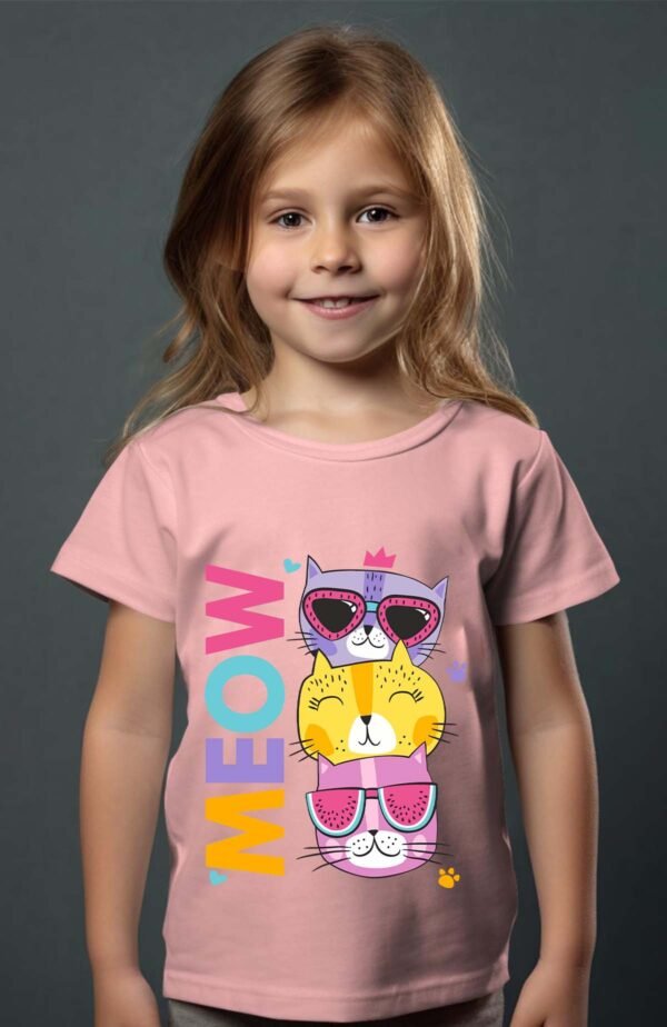 T-shirt Col Rond Fille - Meow cat marrant