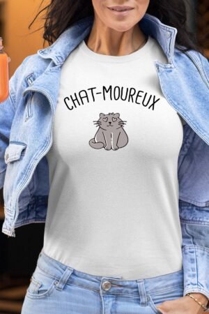 Chat-moureux – Tshirt Femme – Blanc