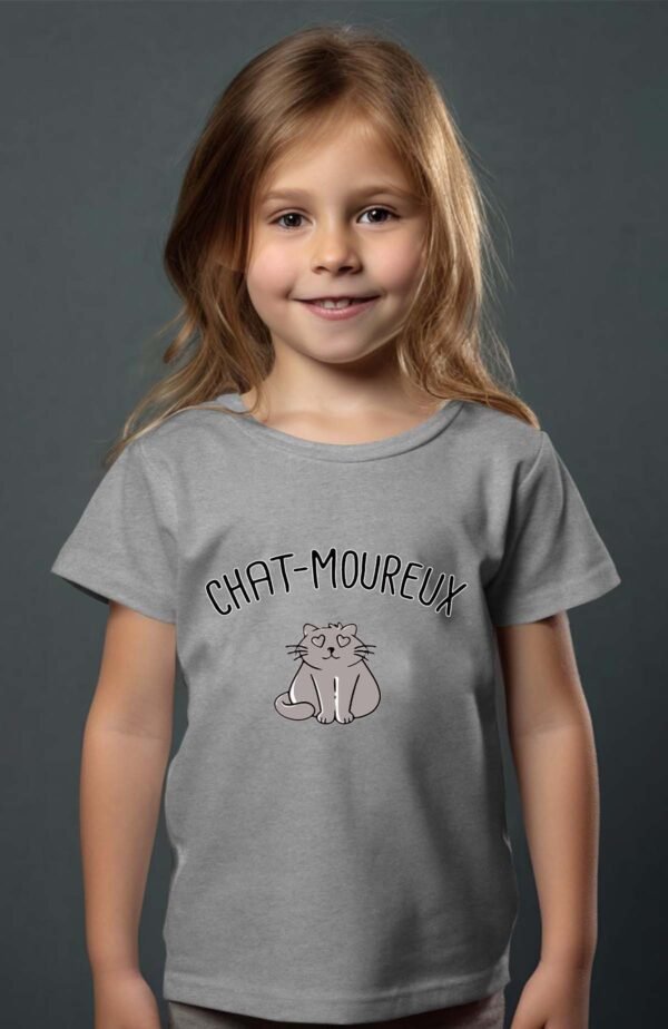 T-shirt Col Rond Fille - Chat-moureux