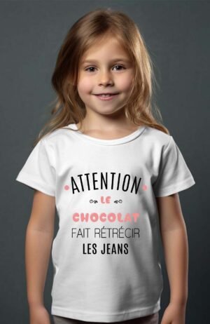 Chocolat Jeans – Tshirt Fille – Blanc