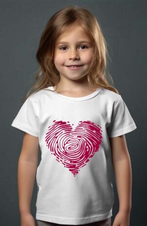 Coeur Adn Coeur – Tshirt Fille – Blanc