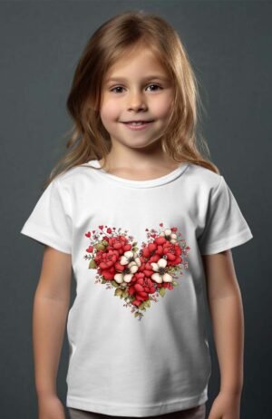 Coeur Flower – Tshirt Fille – Blanc