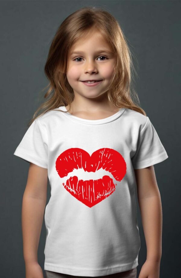 T-shirt Col Rond Fille - Cœur bouche