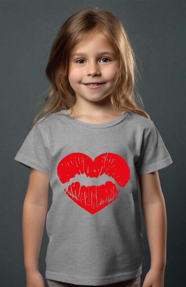 T-shirt Col Rond Fille - Cœur bouche