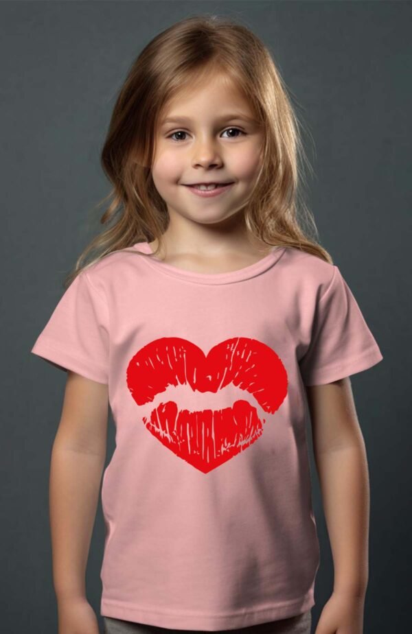 T-shirt Col Rond Fille - Cœur bouche