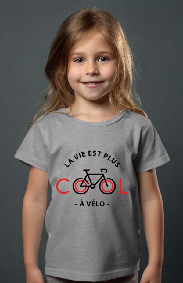 T-shirt Col Rond Fille - La vie est plus cool à vélo