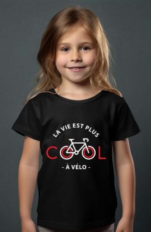 T-shirt Col Rond Fille - La vie est plus cool à vélo