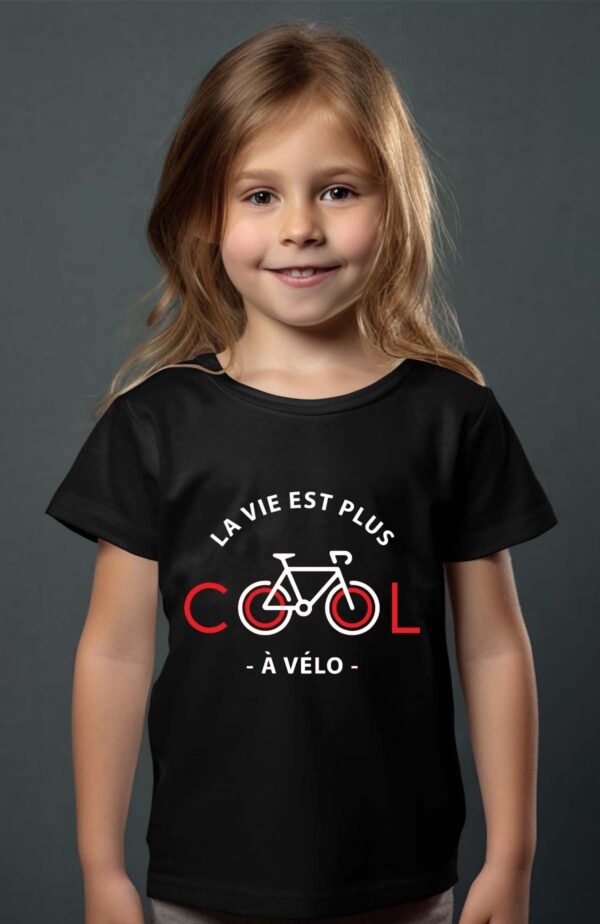 T-shirt Col Rond Fille - La vie est plus cool à vélo