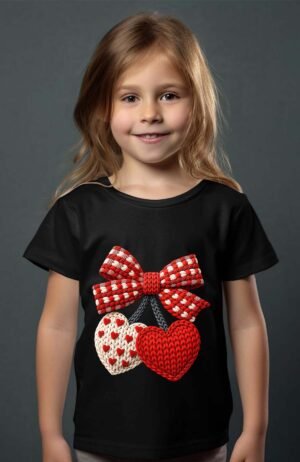 T-shirt Col Rond Fille - Valentines crochet heart