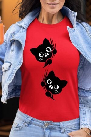 Curious Cats – Tshirt Femme – Rouge