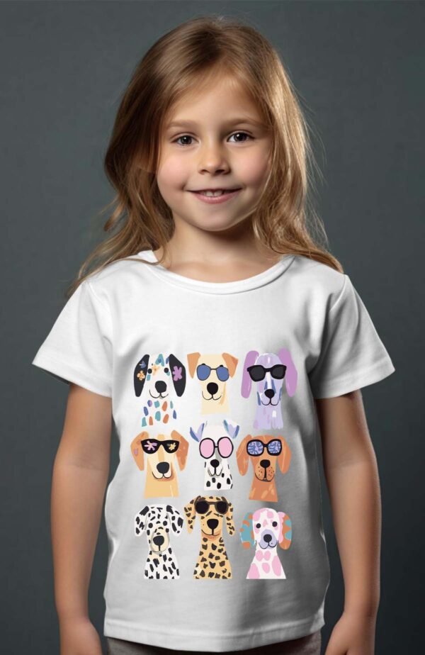 T-shirt Col Rond Fille - Dog sunglasses