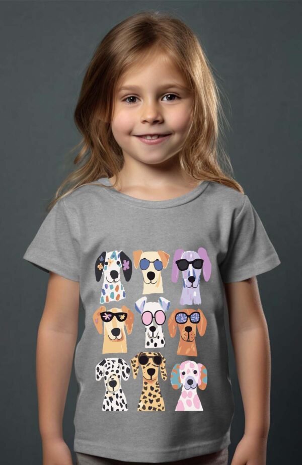 T-shirt Col Rond Fille - Dog sunglasses