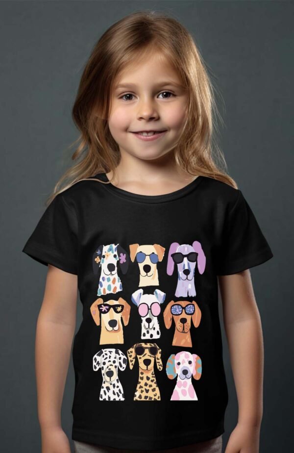 T-shirt Col Rond Fille - Dog sunglasses