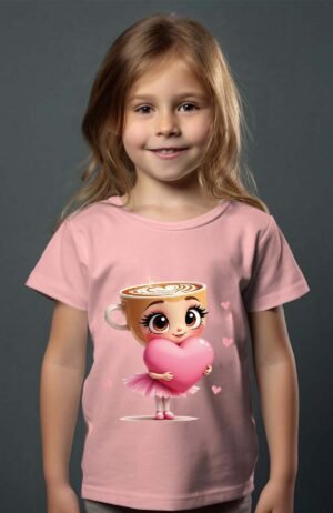 Heart Ballerina – Tshirt Fille – Rose
